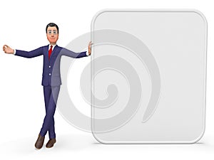 Businessman Presenting Indicates Empty Space And Announcement