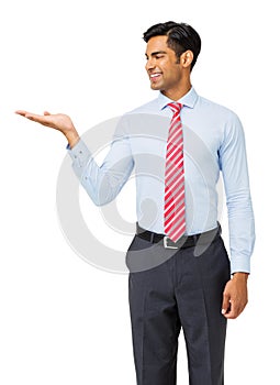 Businessman Presenting Invisible Product