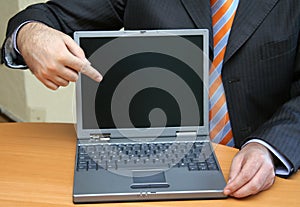 Businessman presenting a new software