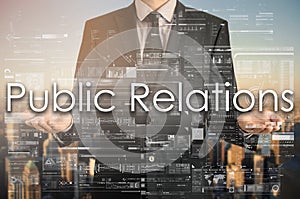 Businessman is presenting text: Public Relations photo