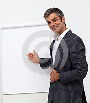 Businessman presenting a whiteboard