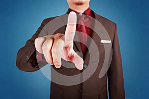 Businessman Pressing Virtual Button Concept