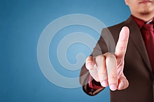 Businessman Pressing Virtual Button Concept