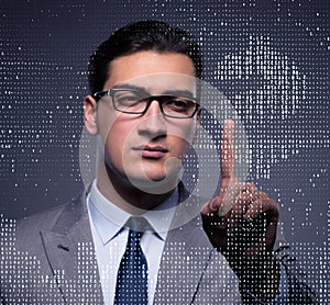 Businessman pressing virtual button with dollar