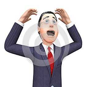 Businessman With Problem Represents Tight Spot And Mess