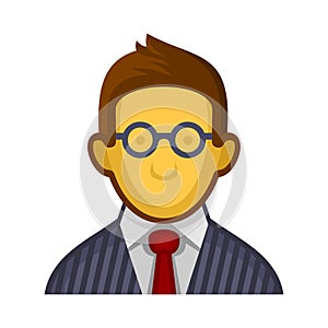 Businessman or Programmer Avatar Profile Userpic on White Background. Vector