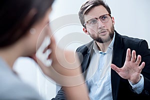 Businessman during psychotherapy session