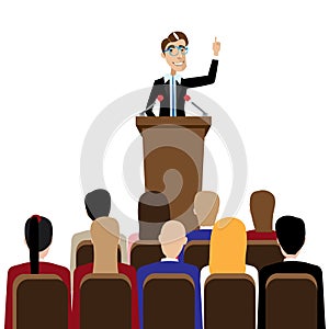 Businessman public speaking