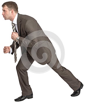 Businessman pulling invisible rope