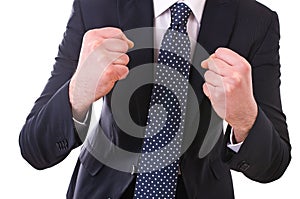 Businessman punching the air.