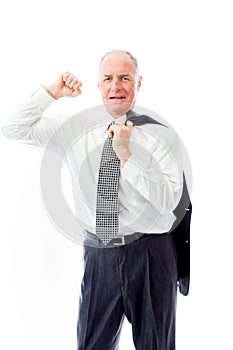 Businessman punching the air