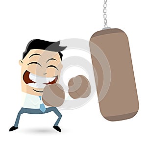 Businessman with punching bag