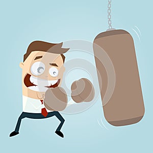 Businessman with punching bag clipart
