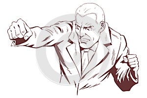 Businessman punching. Stock illustration.