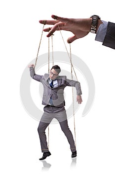 The businessman puppet isolated on white background