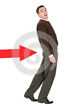 Businessman pushed with arrow photo
