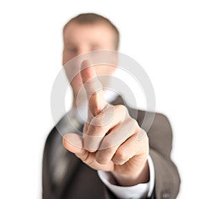 Businessman pushing screen