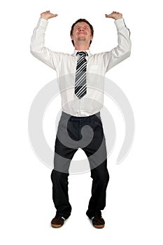 Businessman Pushing Upwards