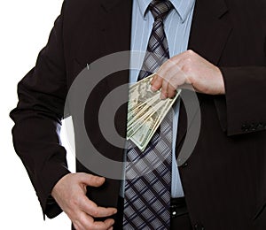 Businessman put money into poc