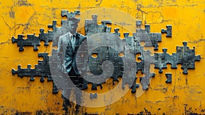 Businessman in Puzzle Fragment photo