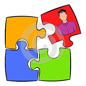 Businessman in a puzzle piece icon cartoon