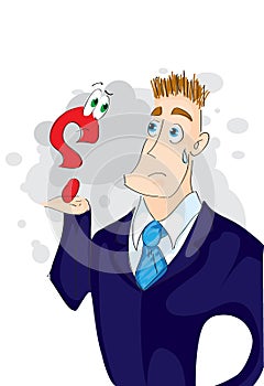 Businessman and question mark