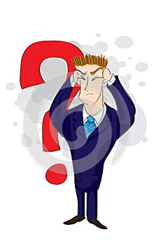 Businessman and question mark