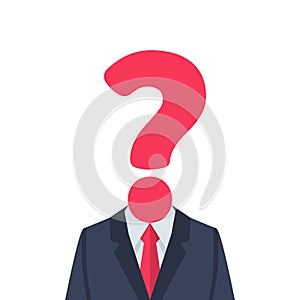 Businessman with question mark instead of head.