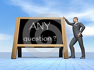 Businessman questions - 3D render