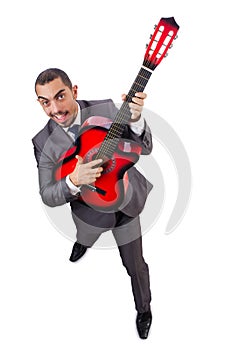 Businessman quitar player isolated photo