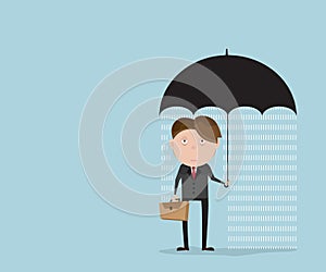 Businessman with rainyday under umbrella photo
