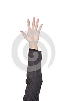 Businessman - raise your hand photo