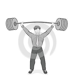 Businessman raises the bar. success in business. vector illustration.