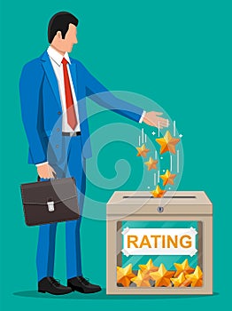 Businessman and rating box.