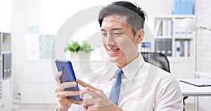 Businessman read news with tablet