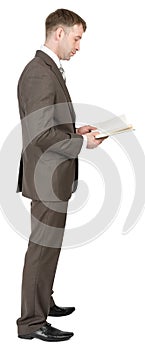 Businessman reading book