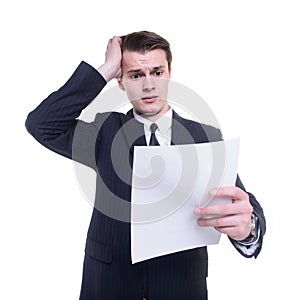 Businessman reading document