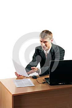 Businessman reading documents