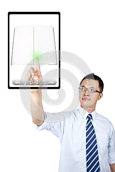 Businessman reading electronic book