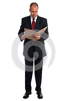 Businessman reading a file