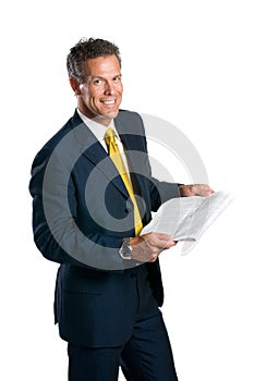 Businessman reading news