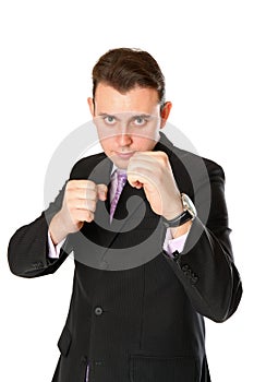 Businessman is ready for fight