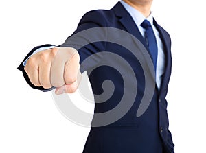 Businessman with ready to fight