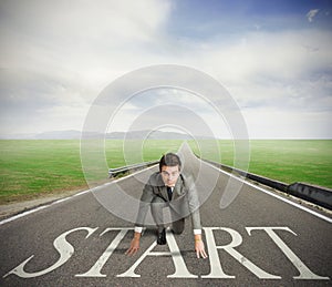 Businessman ready to start