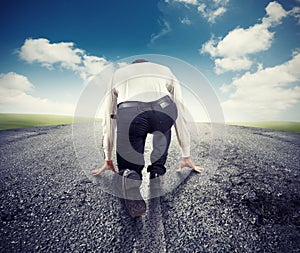 Businessman ready to start