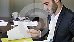 Businessman receiving file with documents