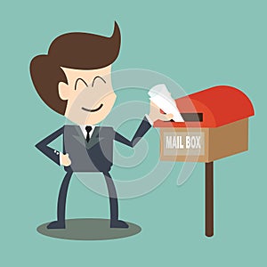 Businessman receiving the mail - mailbox