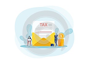 Businessman recieve letter tax, Official government documents obtained by mail. Vector illustration photo