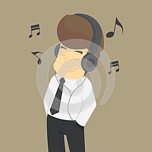 Businessman relax by listening to music