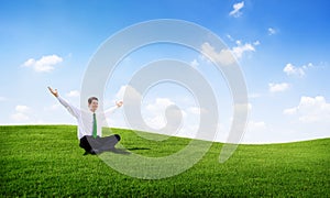 Businessman Relaxation in the Field